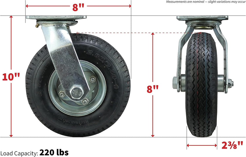 Pneumatic Caster Wheel 8âinch Heavy Duty â Black 8in