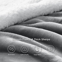 Bedsure Sherpa Fleece Blanket Queen Size - Fluffy Microfiber Solid Blankets for Bed Large Throw, Silver Grey, 220x240cm