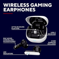 GXTrust 409 Oxxie Wireless Earbuds PS5 Switch PC Mobile, Bluetooth or USB-C Receiver, Gaming Earphones with 4 ENC Noise Cancelling Microphones, 40h Battery Life, Low Latency Stereo In Ear Buds, White