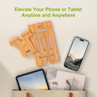 Pezin & Hulin Bamboo Cell Phone Tablet Stand-Natural Bamboo | Wooden Smart Phone Desktop Charging Dock Holder Compatible with Pad, All Android Cellphone, Tablet - 1 Pack