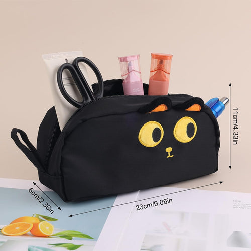 Cute 3D Black Cat Pencil Case Big Capacity Zipper Stationery Organiser Pouch â Black