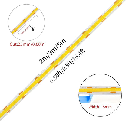 12V COB LED Strip Lights Cool White 6.56FT for DIY Home Decoration â IP20