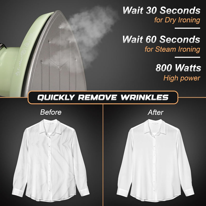 Travel Mini Steam Iron Portable Handheld Steamer for Clothes Quilting Sewing with Safety Gloves & Pouch â One Size