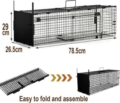 Amagabeli Garden Home Humane Live Animal Trap 78X26X29cm Catch Release Cage for Large Nuisance Rodents Control Raccoon Mole Gopher Opossum Groundhog Squirrel Feral Stray Cats Rescue Wild Rabbits
