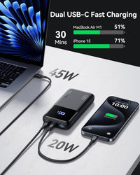 INIU Power Bank, 65W 20000mAh Fast Charging Portable Charger for Laptops and Phones with USB C Input & Output for iPhone 16 15 14 13 12 Pro Max Samsung S23 Ultra iPad Tablet Steam Deck etc