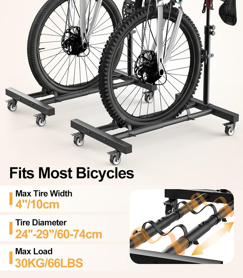 Vertical Bike Stand 360Â° Wheels Upright Storage 2 Pack up to 29in