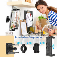 Qaum Tablet Wall Mount, 360^0 Rotation Adjustable Wall Mount Holder, Aluminum Universal Tablet Holder Clamp for 4.7-15" Tablets and Phones, Compatible with iPad iPhone Galaxy Samsung and Kindle(Black)