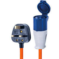 UK Plug to 16A Site Socket Adaptor Cable IP44 Weatherproof â 20cm