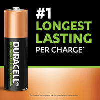 Duracell Rechargeable AA Batteries (Pack of 4), 2500 mAh NiMH, pre-charged, Our No.1 Longest Lasting Rechargeable Battery