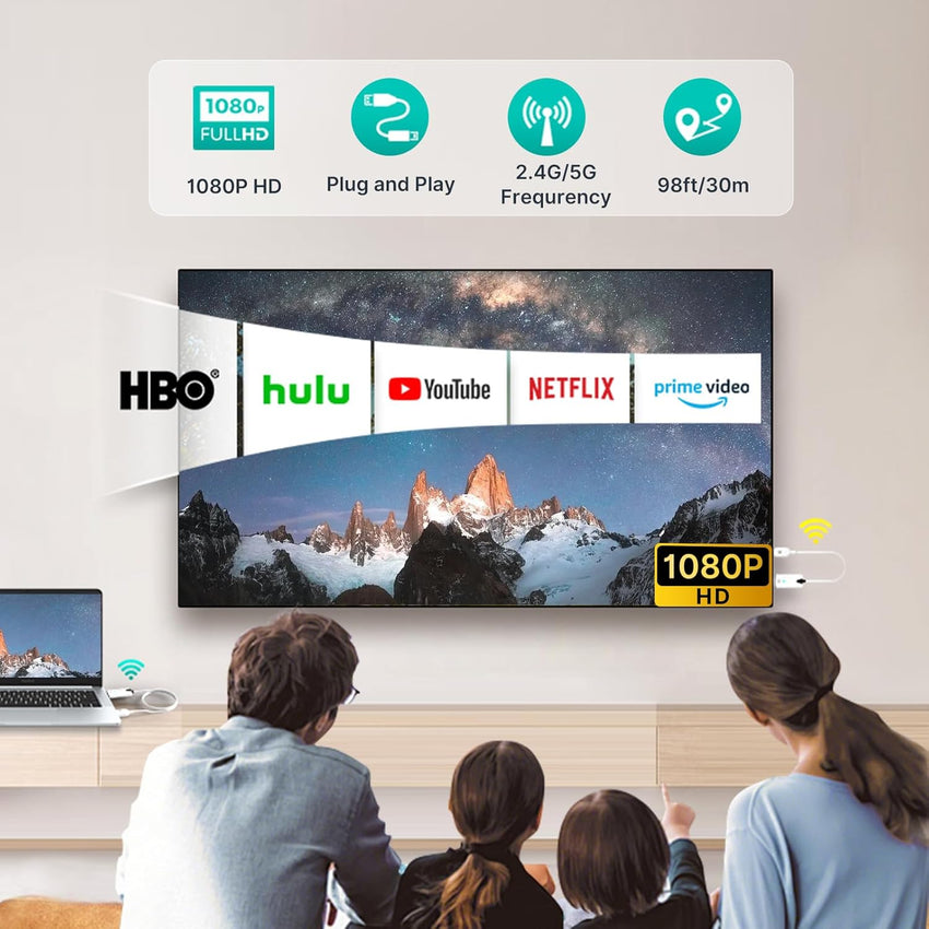 OiDiPi Wireless HDMI Transmitter and Receiver, 4K Decode/1080P HD Output/164FT/2.4G5G/Plug Play Wireless HDMI Extender Display Adapter,Stream Video Audio from Laptop/TV Box/iPhone to Monitor/Projector