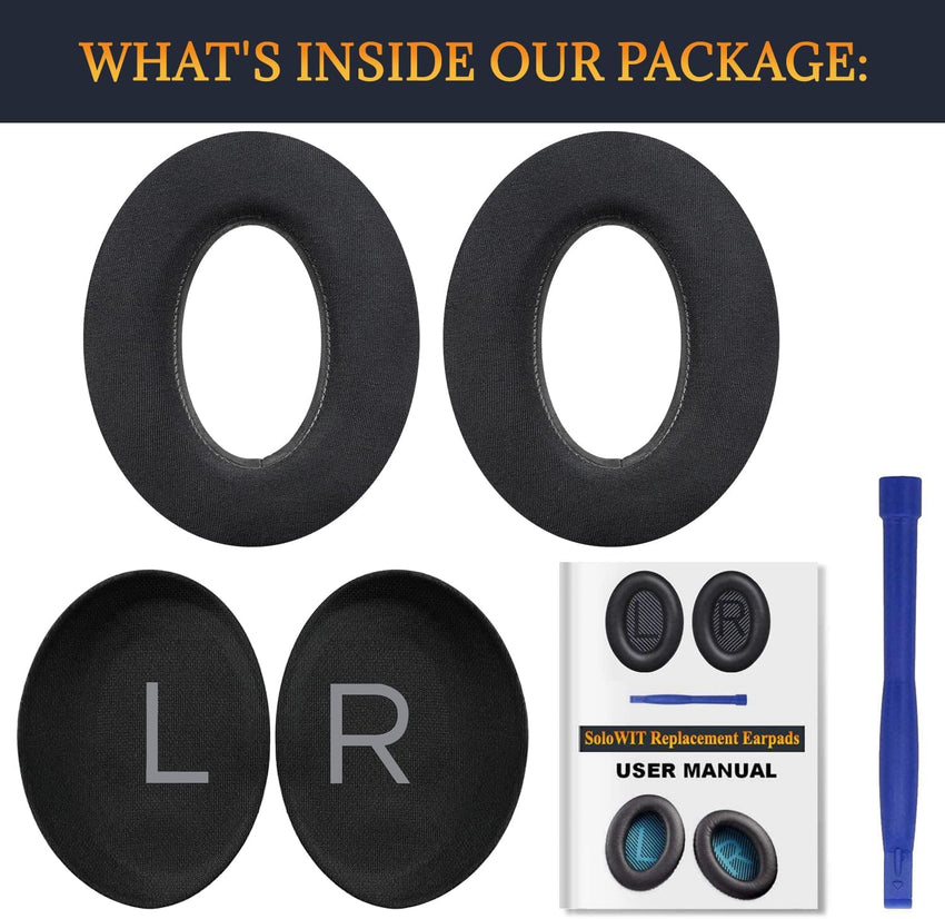 SOULWIT Cooling Gel Ear Pads Cushions Replacement for Bose QuietComfort 45 (QC45)/QuietComfort SE (QC SE)/New Quiet Comfort Wireless Over-Ear Headphones, Earpads with Ice Silk Fabric - Black