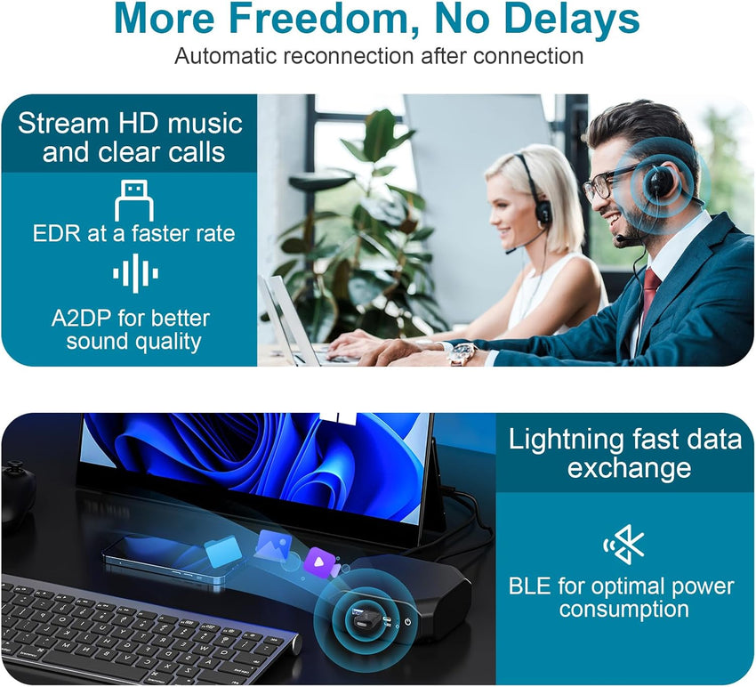 Mini WiFi 6 Dongle USB Bluetooth Adapter Dual Band 286Mbps & 600Mbps â Black