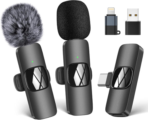 HMKCH Wireless Lavalier Microphone for iPhone - iPad, Android Phone,Computer, Mini Lapel Mic with Noise Reduction and crystal sound for Video Recording, Vlogging, TikTok, YouTube
