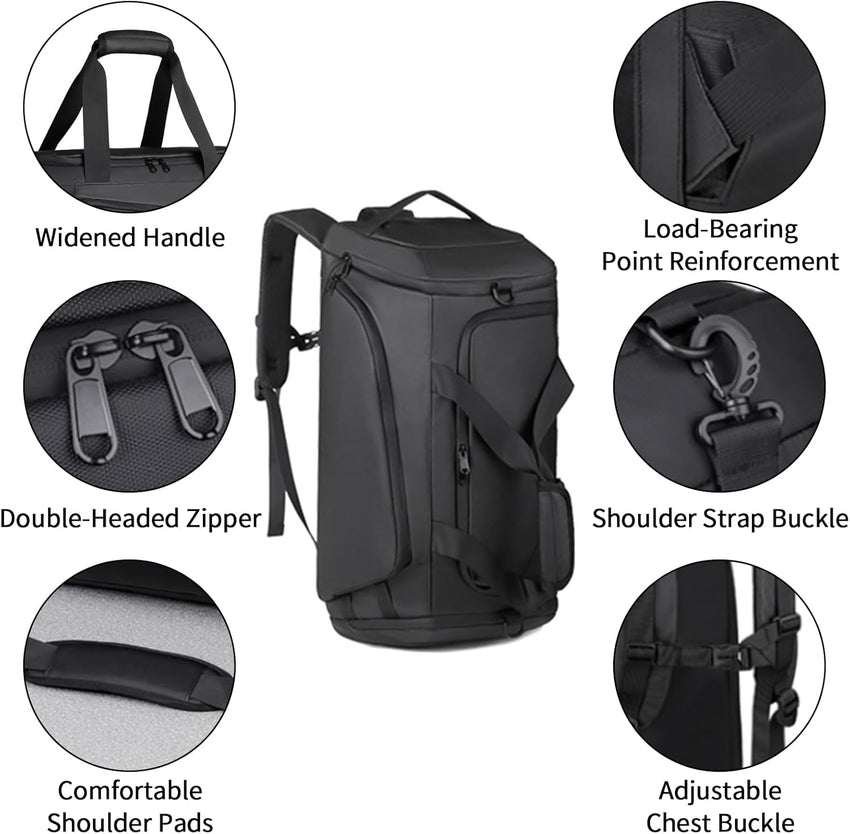 Large Gym Bag Water Resistant Duffle Backpack 45L