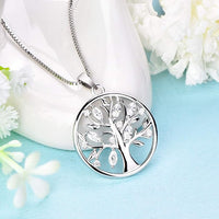YL Tree of Life Necklace 925 Sterling Silver Pendant with AAA Zircon/Simulated Emerald Necklaces for Women Mother Grandmother