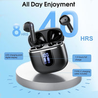 Wireless Earbuds, Bluetooth 5.4 Earphones in Ear with 4 ENC Noise Cancelling Mic, 40H HiFi Stereo Bluetooth Headphones, IP7 Waterproof Wireless Ear Buds with Hands-Free Calls, Lightweight LED Display