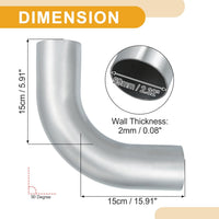 Partuto 1 Pcs 2.5" Universal Aluminum Alloy Intercooler Pipe - 6061 Aluminum Alloy Silver Tone