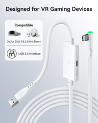 INIU VR Link Cable USB 3.0 16ft with Charging for Quest / Pico / PC VR â White