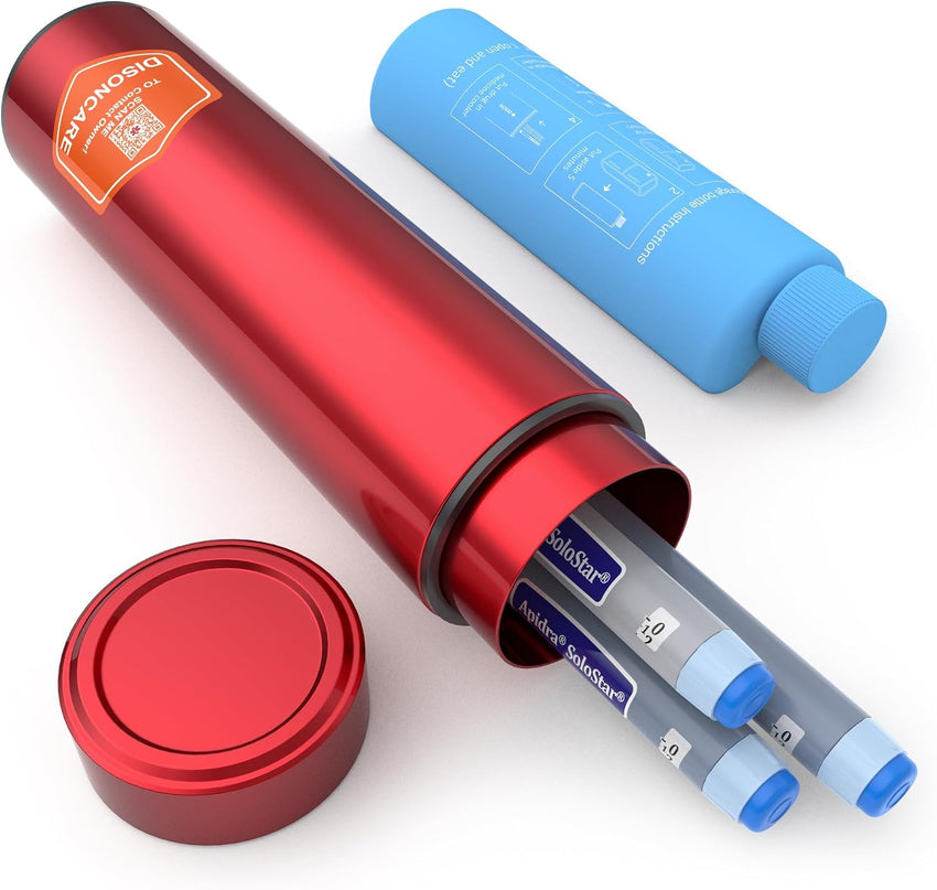DISONCARE 60H 4 Pen Insulin Cooler Travel Case 2-8 Degrees Biogel Insulated Medicine Cooler Bag Epipen Case Compact for Diabetic Travel TSA Approved with 2 Ice Pack