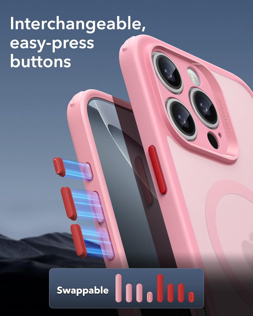 ESR for iPhone 16 Pro Case (4 in 1) Set, Translucent Matte Case with Screen Protector, Compatible with MagSafe, Military-Grade Protection, Classic Series, Frosted Pink