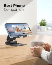 Nulaxy 2 Pack Dual Folding Phone Stand, Fully Adjustable Desktop Mobile Holder Dock Aluminum, Compatible with iPhone 17 16 15 14 13 12 11 Xs Xr X 8, HUAWEI, Galaxy, All Smartphones, Black & Silver
