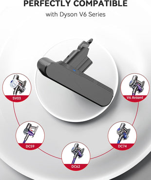 Replacement Vacuum Battery for Dyson V6 - Morpilot 6500mAh Battery Compatible with V6 Animal Absolute SV03 SV04 SV05 SV06 SV07 SV09 DC58 DC59 DC61 DC62 DC72 DC74 Vacuum Cleaner with 2 Pre-Filters