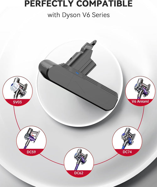 Replacement Vacuum Battery for Dyson V6 - Morpilot 6500mAh Battery Compatible with V6 Animal Absolute SV03 SV04 SV05 SV06 SV07 SV09 DC58 DC59 DC61 DC62 DC72 DC74 Vacuum Cleaner with 2 Pre-Filters
