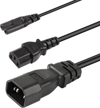 CERRXIAN 1FT C14 to C7 + C13 Y Splitter Power Cable,IEC 320 C14 Male to C7+C13 Female AC Conversion Cable,for Computer,Projector, Scanner,Printer,Etc