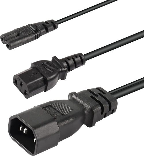 CERRXIAN 1FT C14 to C7 + C13 Y Splitter Power Cable,IEC 320 C14 Male to C7+C13 Female AC Conversion Cable,for Computer,Projector, Scanner,Printer,Etc