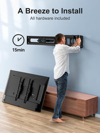 PERLESMITH TV Wall Bracket for 26-60 inch TVs, Swivel Tilt TV Bracket with Tool-free Tilt Adjustment and Spirit Level, Wall Mount Supports up to 40kg, Max VESA 400x400mm PSMFK10
