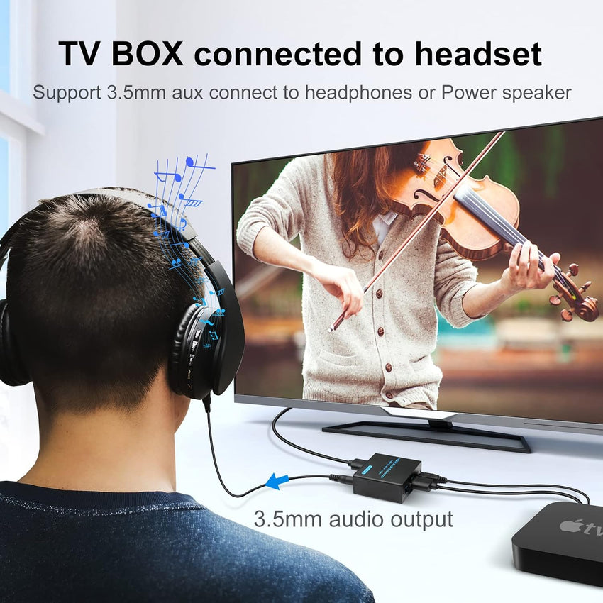 HDMI Audio Extractor HDMI to Optical & 3.5mm Stereo Converter 4K@30Hz Black