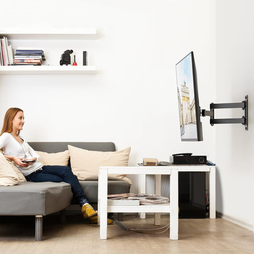 BONTEC TV Wall Bracket for 13-42 Inch LED LCD OLED Flat & Curved TVs up to 20KG, Full Motion Articulating Mount with Tilt, Swivel, Extension, Max VESA 200x200mm, TV Wall Mount for Home and Office Use