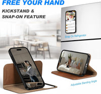 Detachable Wallet Case Genuine Leather for iPhone 17 Pro Max 6.9-inch â Saddle Brown