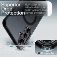 JETech Magnetic Case for Samsung Galaxy S25 FE, Compatible with MagSafe, Translucent Matte Back Shockproof Phone Cover (Black)