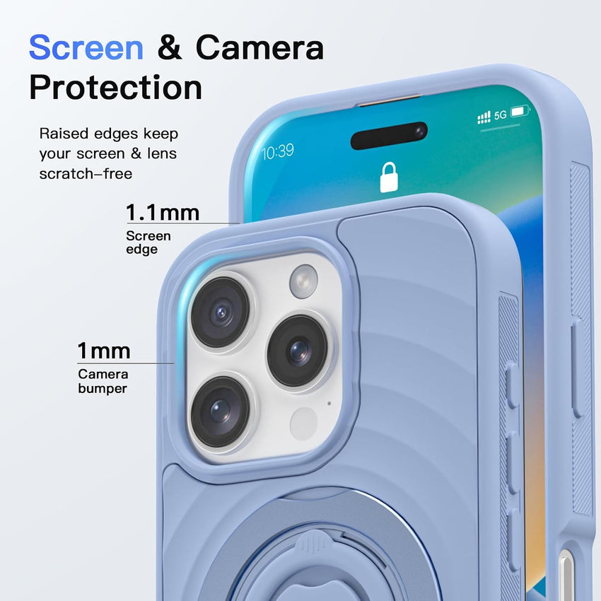 Mowei Compatible with Phone 16 Pro Case, Magnetic AntSlip Added Grip Military-Grade Drop Protection, AntFingerprint Phone Case for Phone 16 Pro 6.3-inch (2024)-Blue Linen