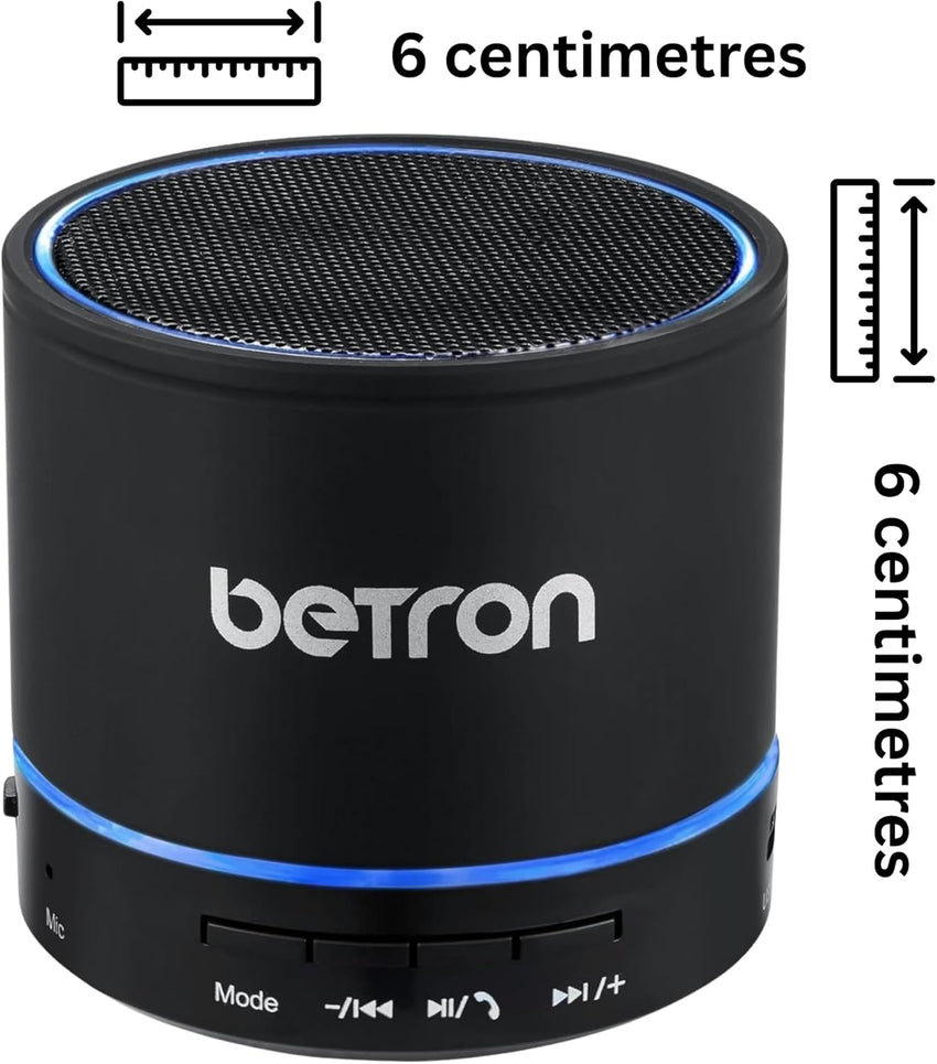 Betron KBS08 Bluetooth Speaker, Wireless, Portable, Mini, Black