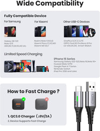 INIU USB C Charger Cable, 2m Type C Cable Fast Charging, Braided USB A to USB-C Phone Charger Cable USBC for iPhone 17 16 15 Pro Max, Samsung Galaxy S25 S24 Ultra, Pixel 10, iPad Air Switch Steam etc.