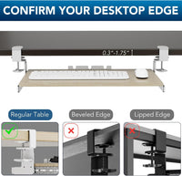 Under-Desk Extendable Keyboard Tray C-Clamp Sliding Platform 838x280mm