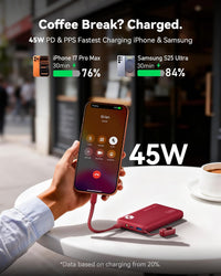 INIU 10000mAh Power Bank 45W PD Ultra Slim Fast Charger with USB-C â Red