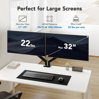 HUANUO Dual Monitor Arm 2x up to 32in VESA 75/100 Height-Adjustable Fits 32in