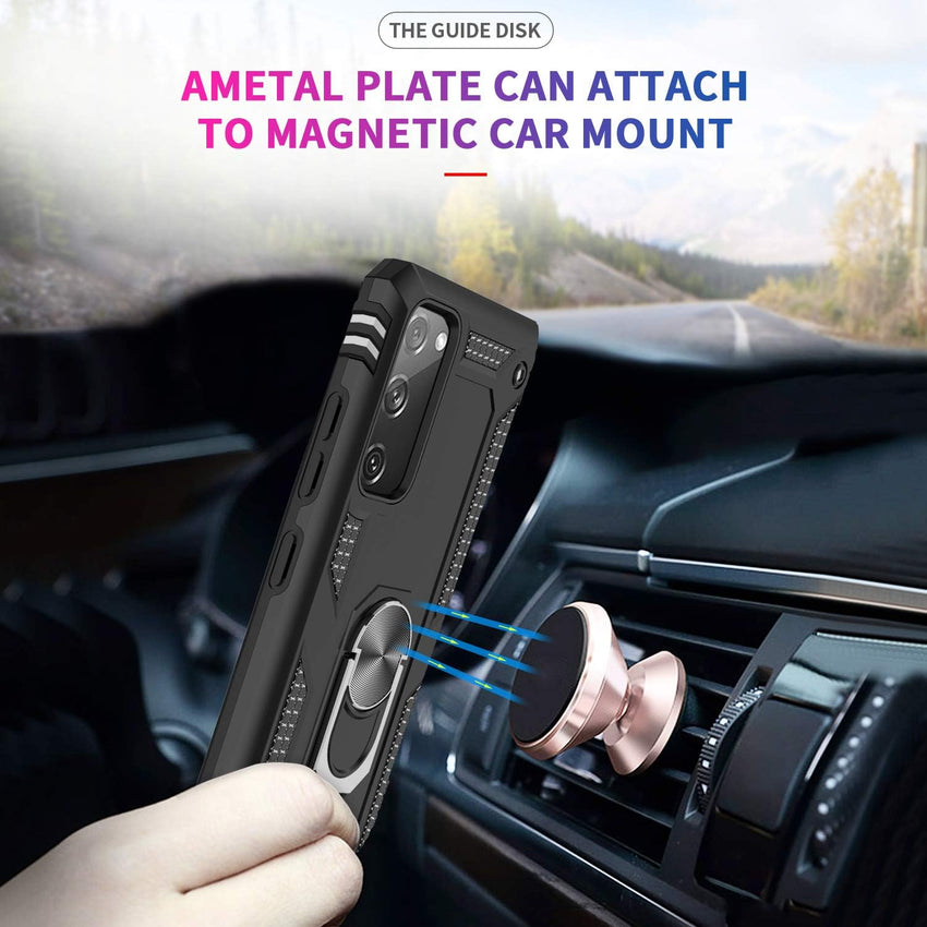 LeYi for Samsung Galaxy S20 FE 5G Case and 2 Tempered Glasss Screen Protector,Ring Holder Military Grade Protective Shockproof Tough Armour Hard Phone Cover for Samsung S20 FE 5G Black