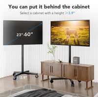 Mobile TV Stand 23-60in Height Adjustable Tilting Rolling Cart VESA 400x400mm Black