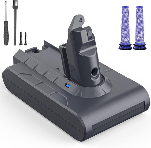 Replacement Battery for Dyson V6-6500mAh Battery Compatible with V6 Animal Absolute SV03 SV04 SV05 SV06 SV07 SV09 DC58 DC59 DC61 DC62 DC72 DC74 Vacuum Cleaner with Filters and Screwdriver