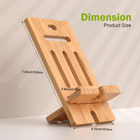 Pezin & Hulin Bamboo Cell Phone Tablet Stand-Natural Bamboo | Wooden Smart Phone Desktop Charging Dock Holder Compatible with Pad, All Android Cellphone, Tablet - 1 Pack