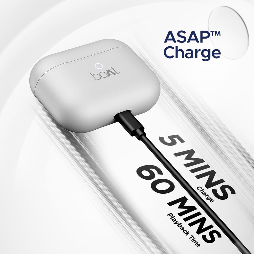 boAt Airdopes Joy, 35Hrs Battery, Fast Charge, IWP Tech, Low Latency, 2Mic ENx, Type-C Port, v5.3 Bluetooth Earbuds, TWS Ear Buds Wireless Earphones with mic (Swedish White)
