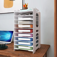 PUNCIA 10-Tier Office Paper Organizer for Desk Desktop File Holder Desk Letter Tray A4 Paper Holder Document Storage Rack for Home Office School