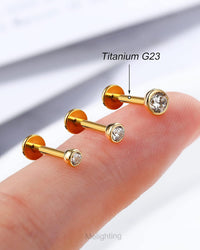 14K Gold Opal Helix Piercing 16G Threadless Labret Bar 3mm CZ Conch Stud Opal S