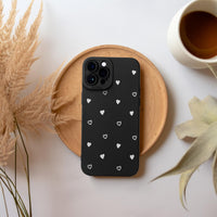 Compatible for iPhone 12 Pro Case, Cute White Black Heart Pattern Case Design for Women Girls, Soft TPU Slim Profile Shockproof Protective Phone Case for iPhone 12 Pro