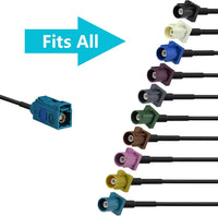 Bingfu Fakra Z Water Blue Female to Female Vehicle Aerial Antenna Extension Cable 3m for Car Stereo Android Head Unit GPS Navigation FM AM Radio DAB Radio 4G LTE TEL Telematics Bluetooth Module