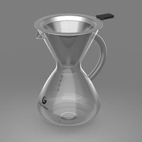 Coffee Gator Pour Over Coffee Maker Stainless Steel Filter & Glass Dripper - Paperless Hand-Drip Brewer - Eco Friendly - Kitchen & Housewarming Gifts - 800ml